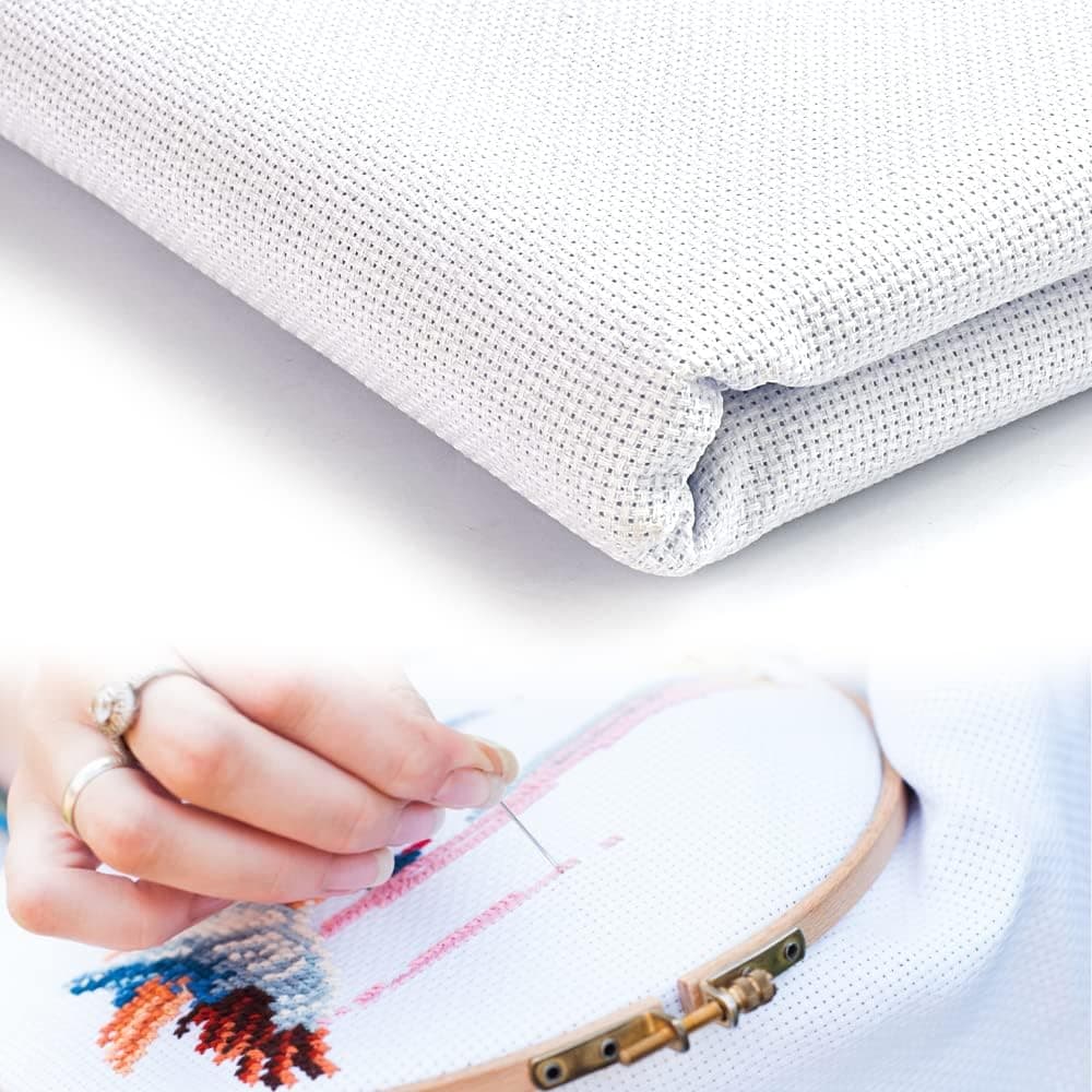 NALACAL Aida Cloth Cross Stitch Large Fabric White Cross Stitch Cloth Fabric Classic Reserve Aida Cloth Embroidery Cloth for Embroidery Needlework, DIY Craft (1 x 1.5m)