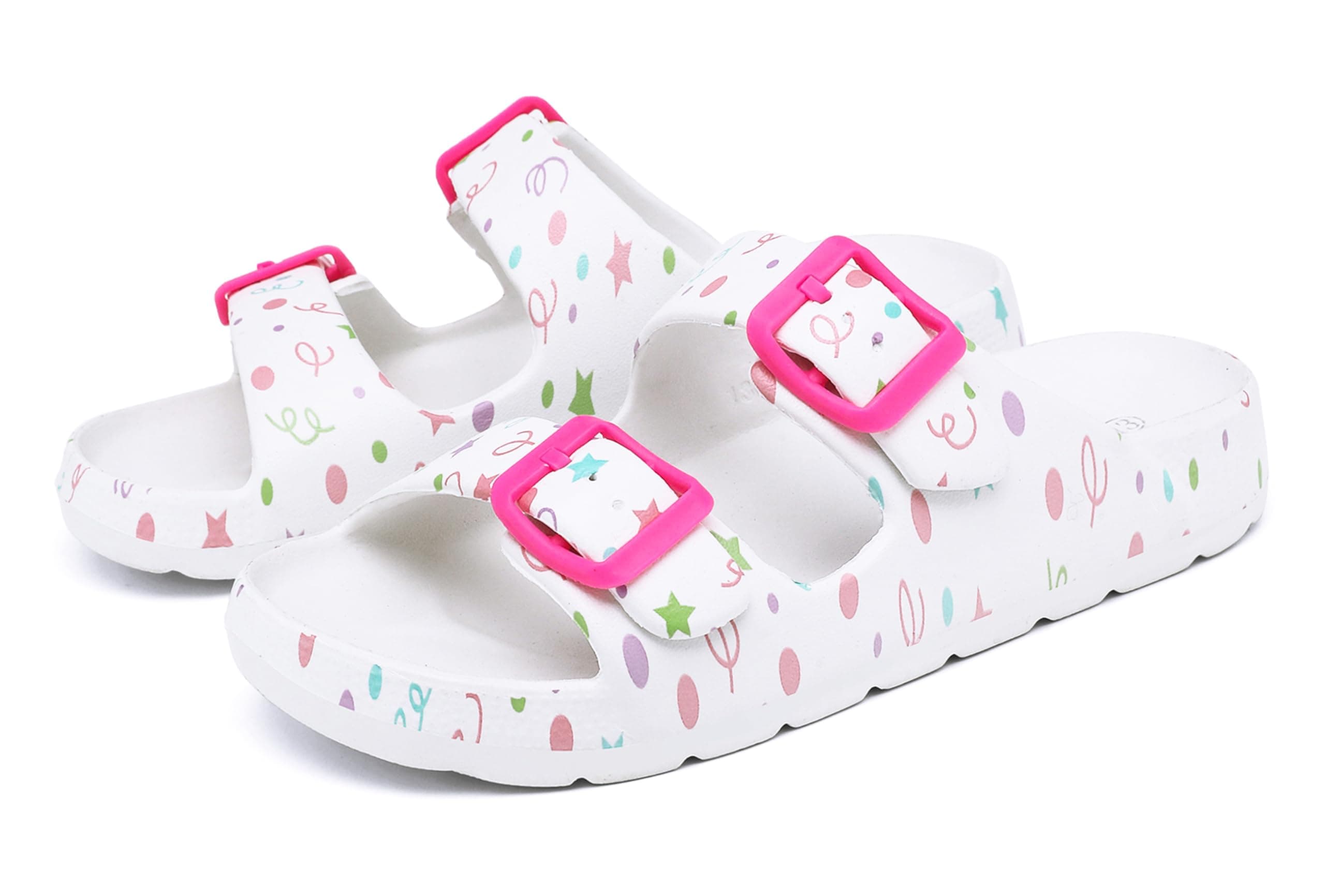 INMINPIN Boys Girls Double Buckle Slide Sandals Comfort Beach Pool Shower Slippers Adjustable Indoor Outdoor Little Kid/Big Kid