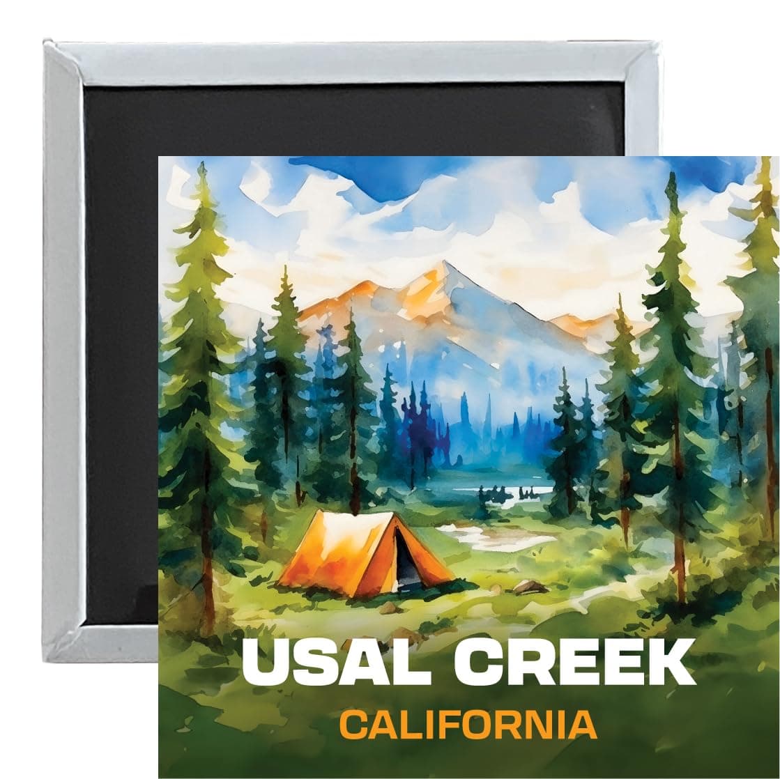 Usal Creek California Souvenir 2.5 x 2.5 Inches Magnet Camping Tent Design Single