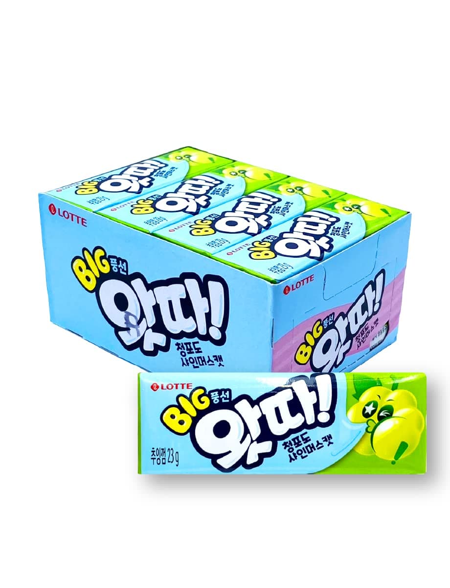 Lotte Watta Chewing & Bubble Gum 23g x 16ea 왓따 (Green Grape Flavor)