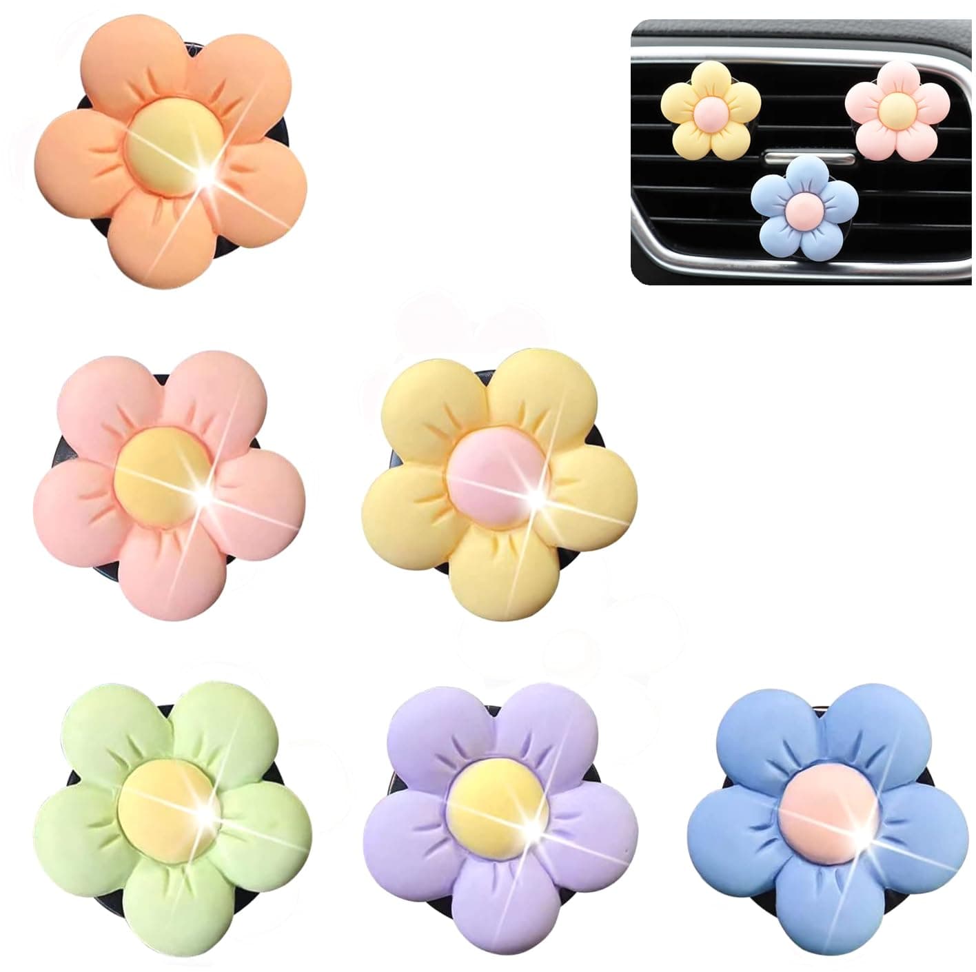 KOCOVIMI Car Decorations Air Vent Clip, 6 Pieces Super Cute Car Accessories for Women Interior, Give You a Girly But Classy Touch on Your Vehicle