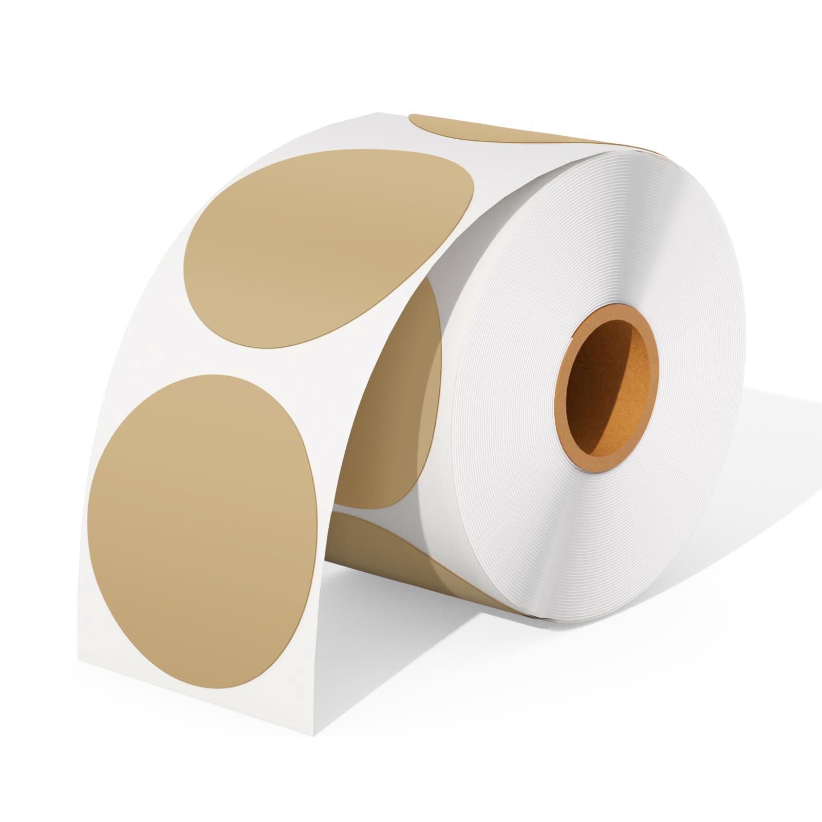 MUNBYN2 Inch Brown Circle Thermal Sticker Labels, Self-Adhesive Round Direct Thermal Labels for Logo Design, QR Code, 750 Sheets/1 Roll