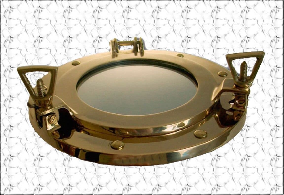 Moritz Porthole Mirror Nautical Brass Maritime Ship Nostalgia Antique Style 30 cm Round