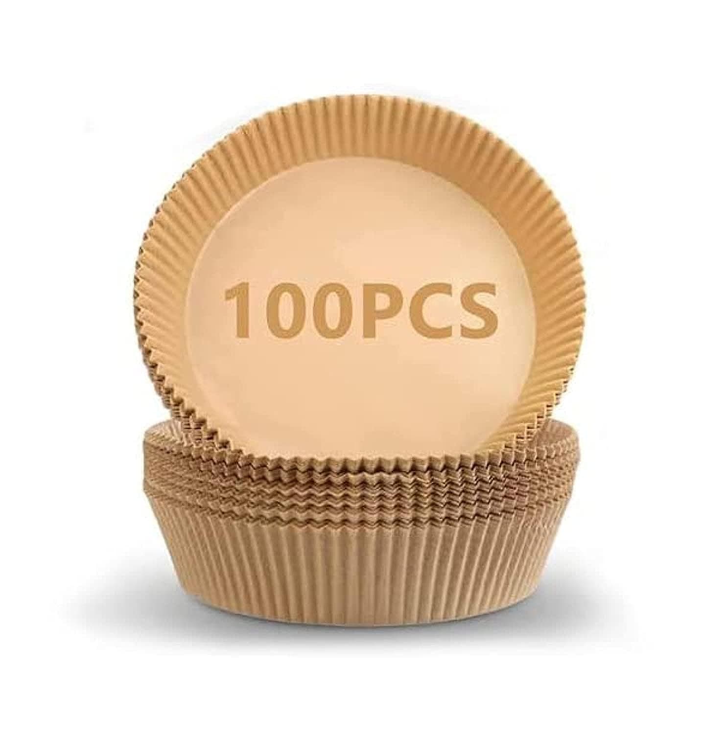 ECVV showay 100pcs air fryer disposable paper liner, non stick air fryer paper liners, brown - 16CM X 4.5CM