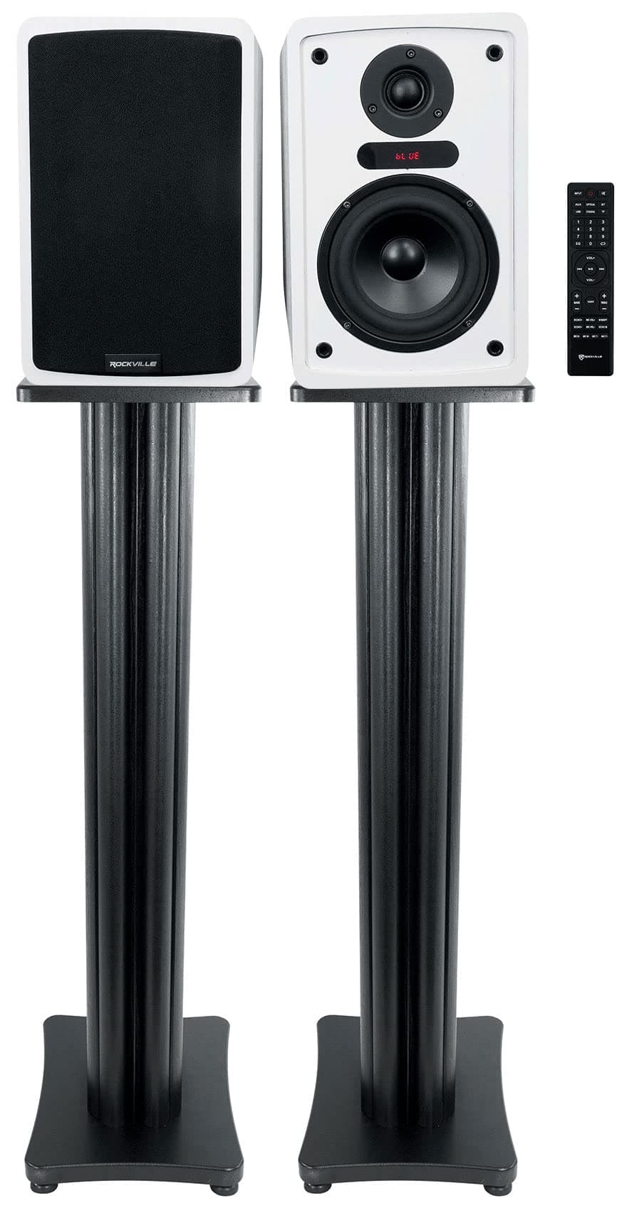 Rockville ELITE-5W 5.25" Bookshelf Speakers w/Bluetooth/Optical+36" Black Stands