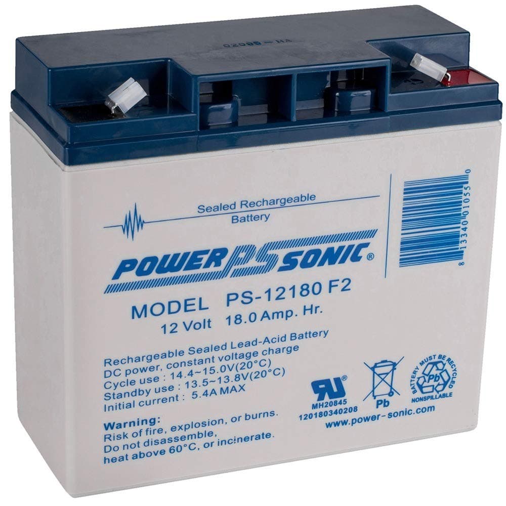 Rechargeable Sealed Lead Acid Battery PS-12180 12V 18.0 AH @ 20-hr.12V 17.1 AH @ 10-hr, Gray