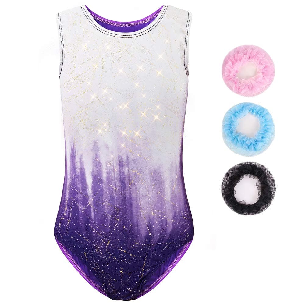 SinoemGymnastics Leotards for Girls Long Sleeve/Sleeveless Glitter Sparkle Gradient Color Dancing Ballet Gymnastics Athletic for Little Girl 3-12 Years