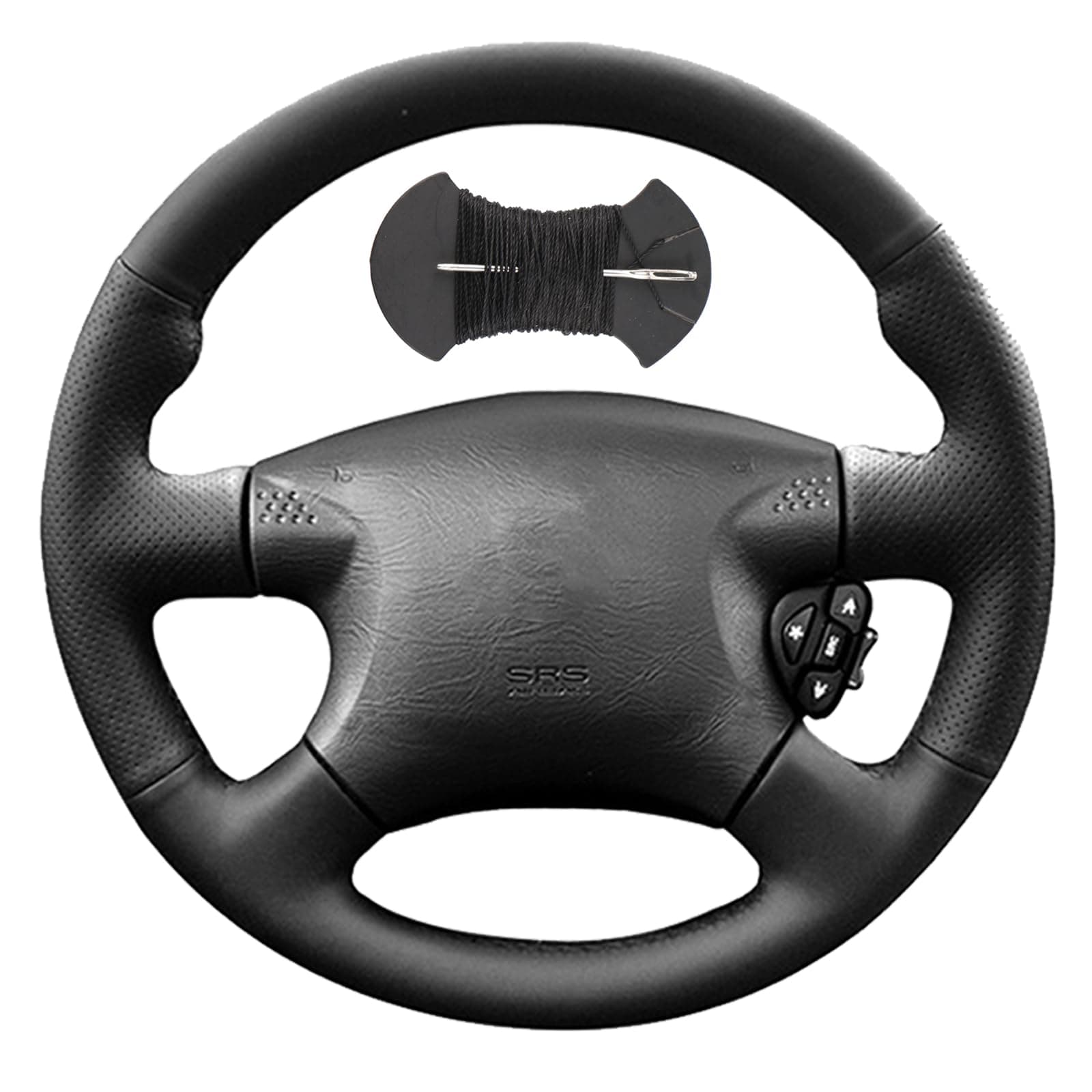 Car Steering Wheel Cover Microfiber Leather Stitch Wheel Wrap Fit for Nissan Almera (N16) 2000-2003 X-Trail (T30) 2001-2003 Terrano 2 2001 2002,Black