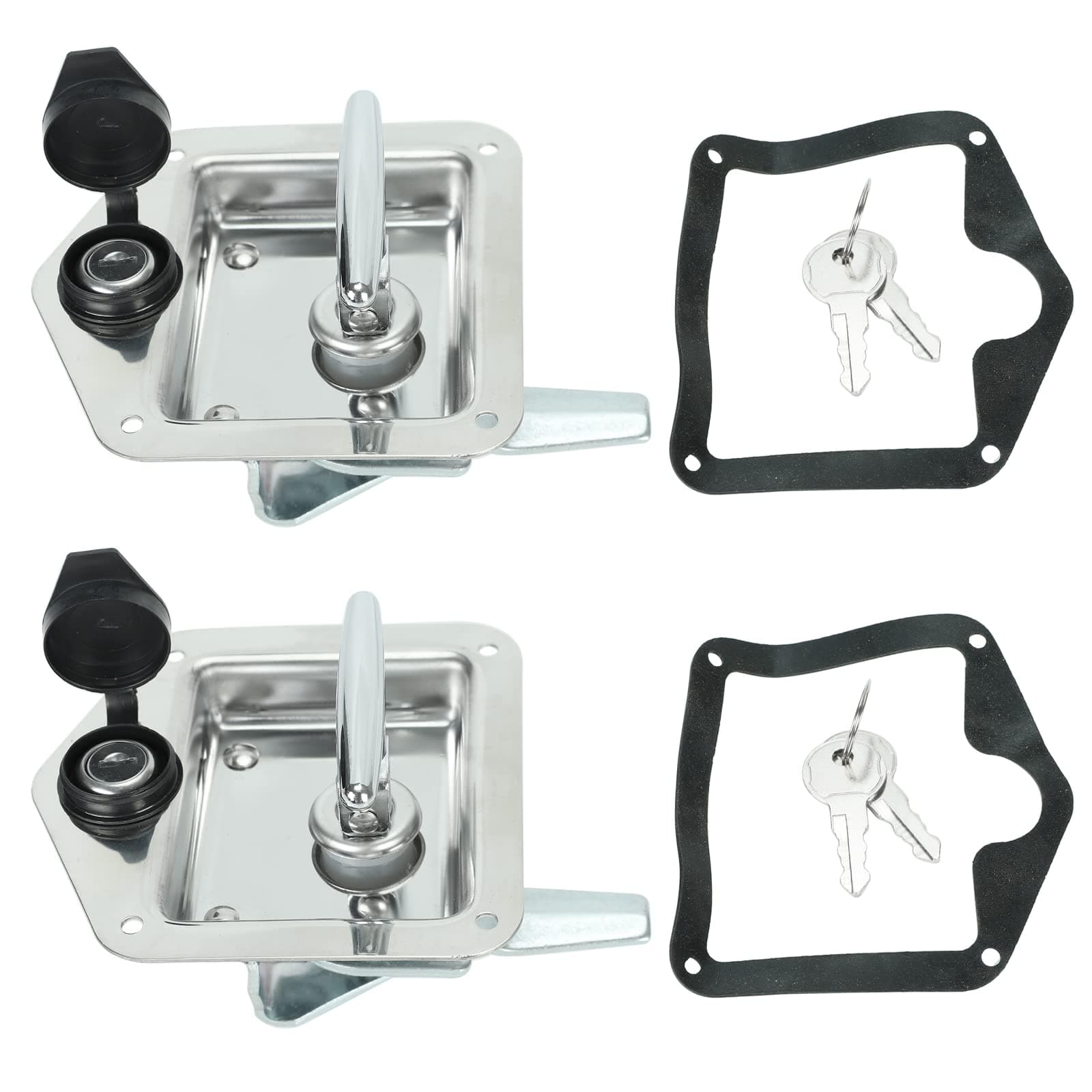 2pcs Tool Box Latch T-Handle Latches, 304 Stainless Steel Highly Polished Tool Box Locks for Trailer Door RV Camper Truck Bed Toolboxes