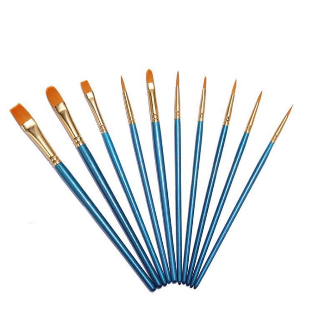 10 PCS Paint Brushes Set Oil Paint Art Brushes Nylon Hair Fine Detail Painting Brushes Pointed Tip Paint Brush for Art Painting, Watercolor, Nail Painting (Blue)
