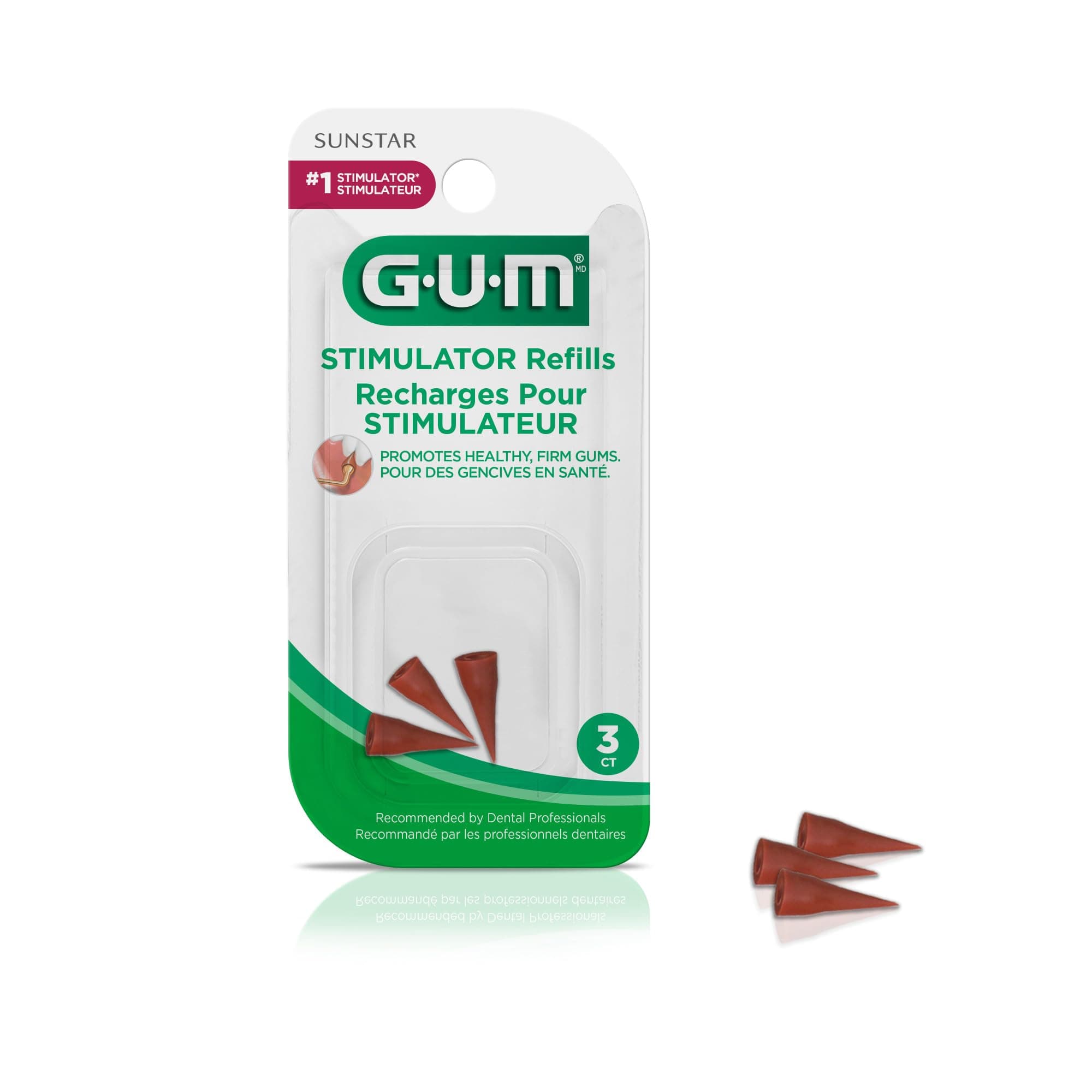 GUM Stimulator Rubber Tip Refills, 3 Count