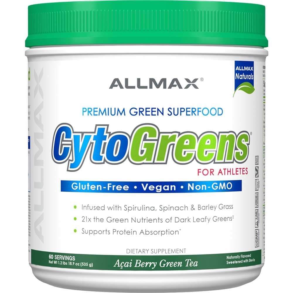ALLMAX Naturals CytoGreens Super Greens Powder, Premium Green Superfood with Greens, Superfoods, Daily Greens Supplement, Acai Berry Green Tea, 60 Servings