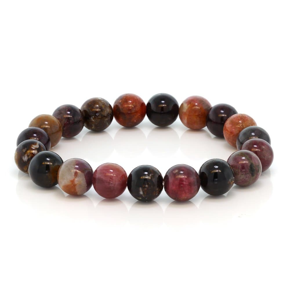 Gem Stone King 10MM Classic Tourmaline Round Beaded Streched Bracelet For Women