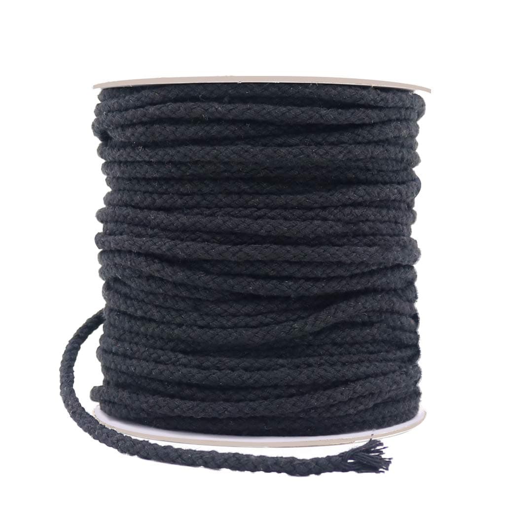 Vivifying 55 Yards 5mm Macrame Cord, Strong Cotton Macrame String for DIY Crafts, Gifts (Black)