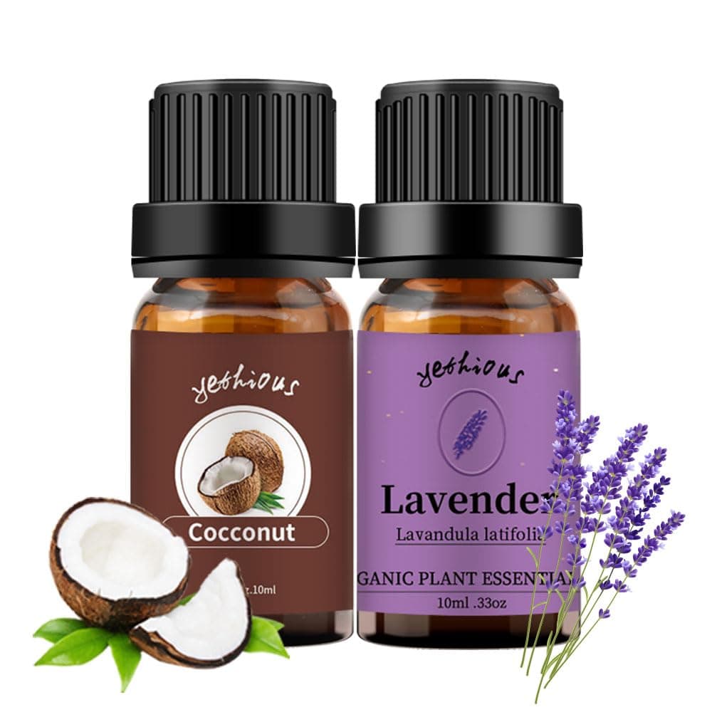 Coconut Essential Oil Bundle with Lavender Essential Oil 100% Pure & Natural Lavender Essential Oill for Diffuser, Skin, Hair, Candle Making, Soap Making -2PCS 10ml