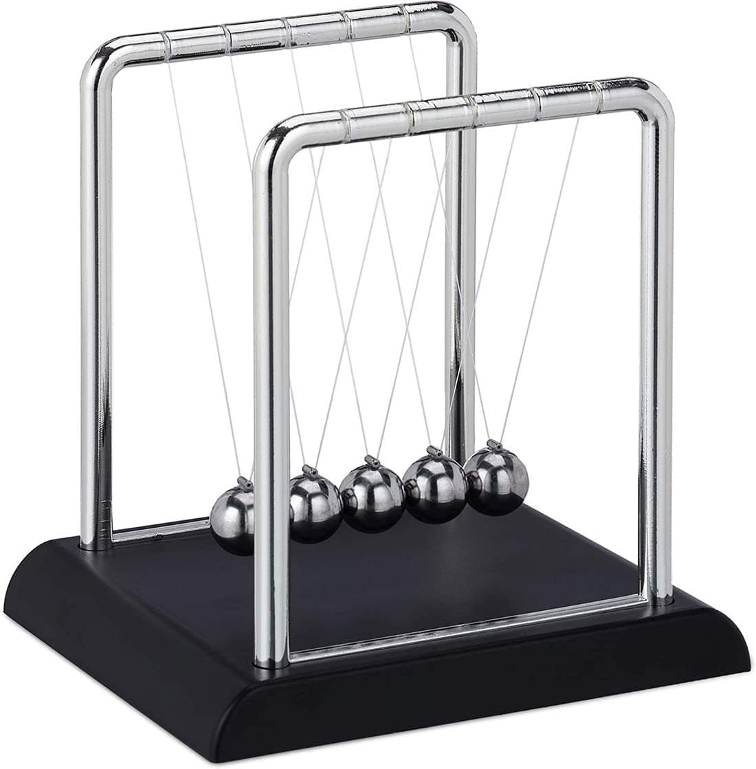 SKEIDO Newtons Cradle Steel Balance Ball Desk Table Decor Metal Pendulum Ball Kids Physics Science Accessory Desk Toy Antistress Game(17.5 * 15 * 18cm)