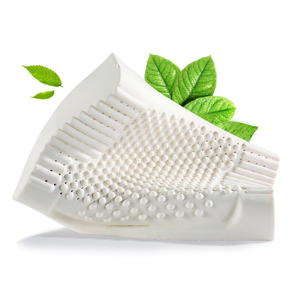 Noyoke 20"x12" Cervical Spine Protection Massage Natural Latex Pillow with Pillowcase (50x30x10-8cm)