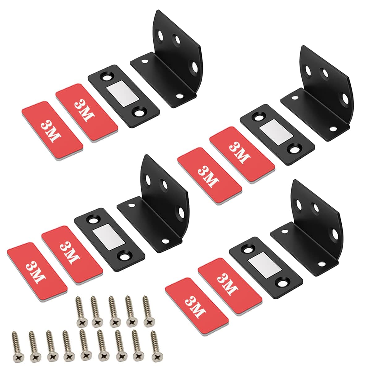 Cabinet Magnetic Catch 4 Pack Cabinet Magnet Latch Magnetic Door Catch L-Shaped Ultra-Thin Magnetic Closers Can Be Pasted to Fix Kitchen Closets Chests of Drawers Wardrobes Magnetic Closers(Black)