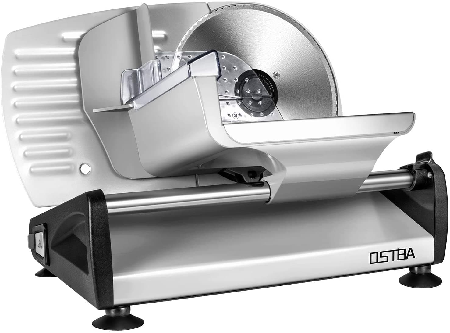 Meat Slicer Deli Food Slicer with Child Lock Protection, Removable 19cm Stainless Steel Blade and Food Carriage, 0-15mm Adjustable Thickness Food Slicer Machine for Meat, Cheese, Bread, 150W