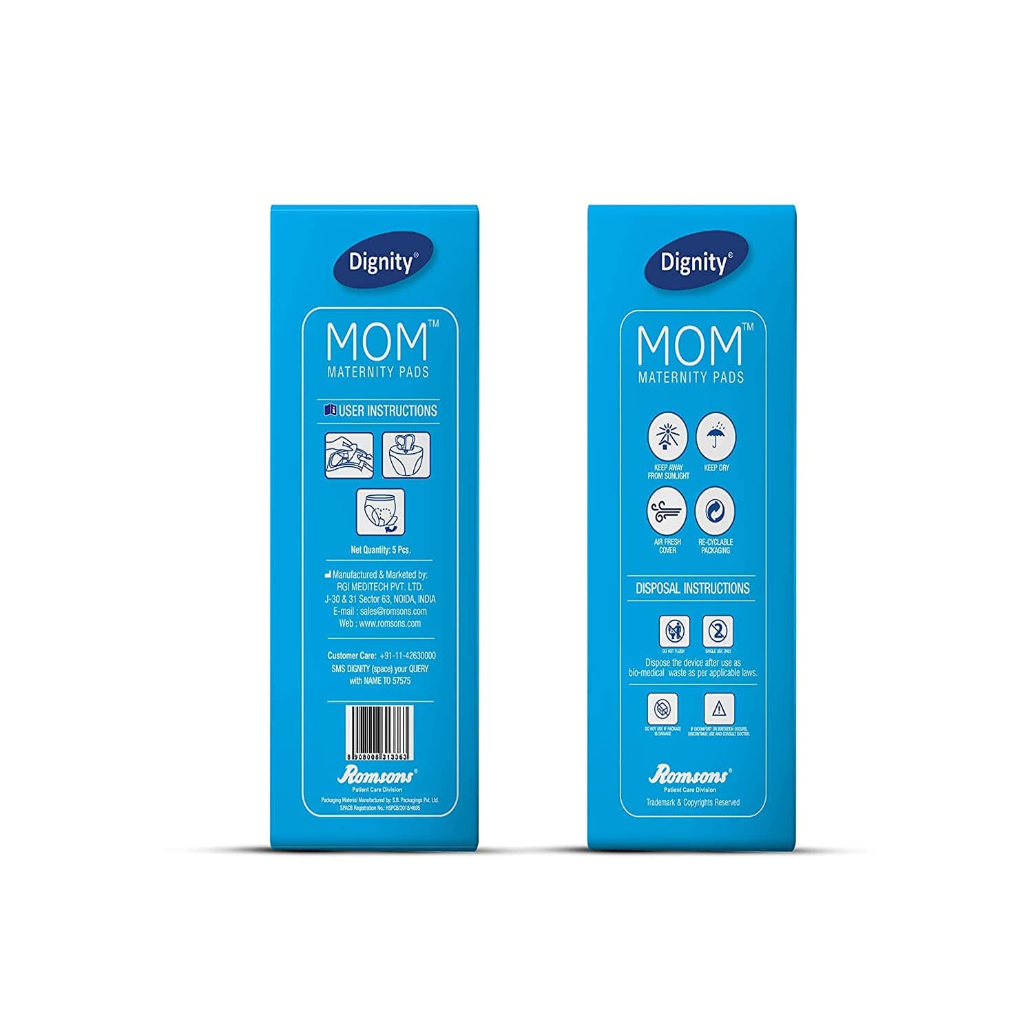 Dignity Mom Maternity Pads, Comfortable & Hygenic, Medium, 5 Pcs/Pack (Pack of 1)