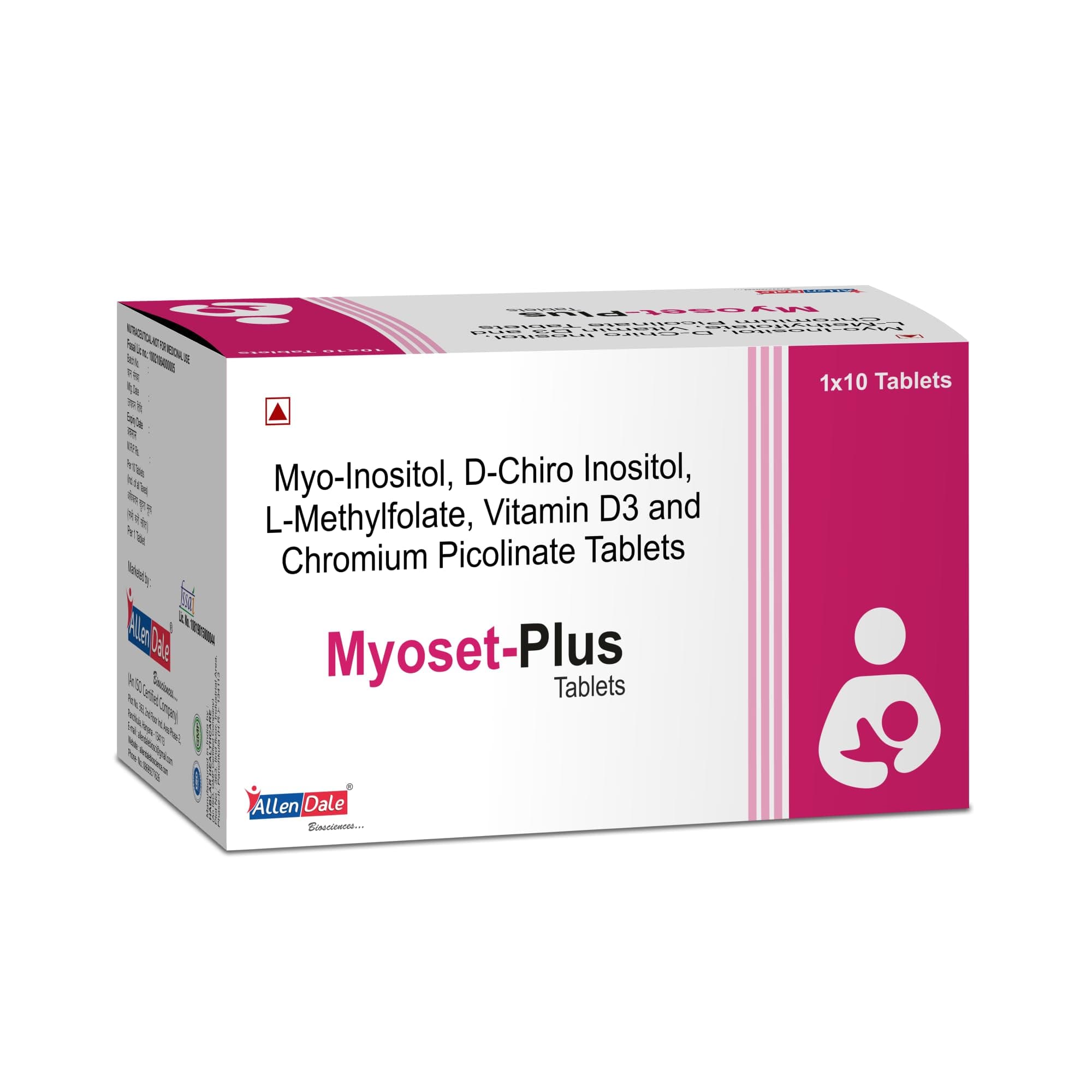 Allen Dale PCOS, PCOD management for women- Myo-inositol, D-Chiro Inositol, L-Methylfolate Vitamin D3, Chromium picolinate, Pack of 30 Tablets