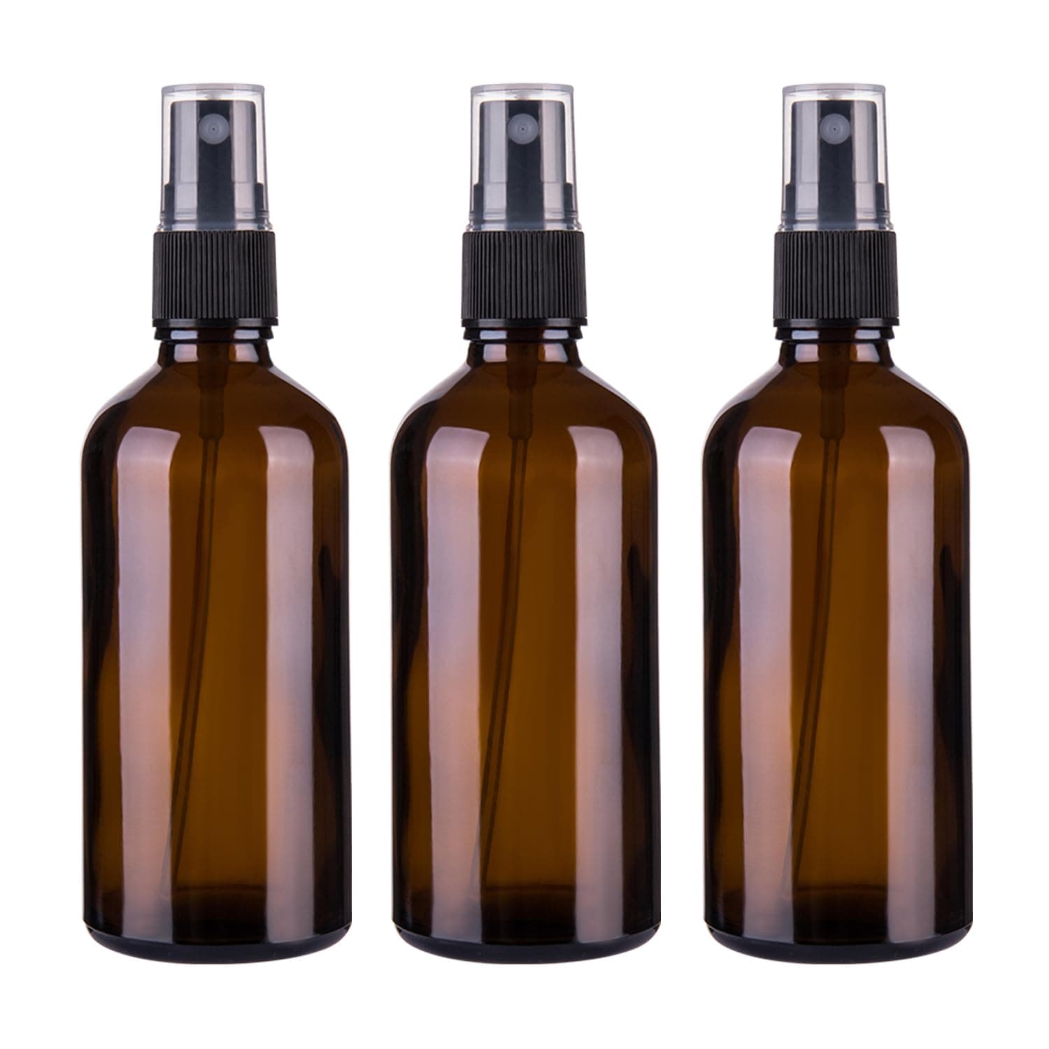 Hydior Empty Amber Glass Spray Bottles 4 oz for Essential Oils, Small Mist Spray Bottles 3 Pack
