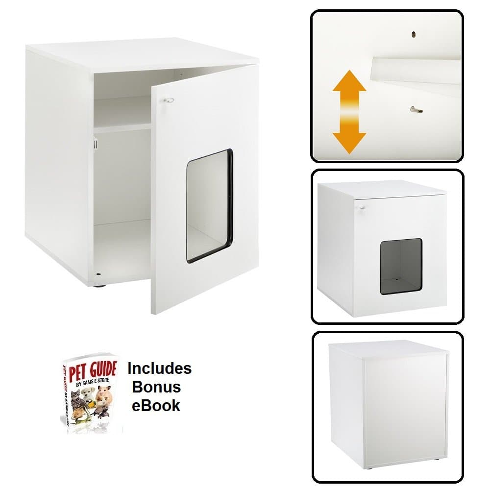 Wooden Cat, Kitten, Dog, Puppy or Small Pet Den. Hide away litter tray or use as a cozy pet den. Discreet pet toilet. (Cat Den without litter tray) Adjustable Storage Shelf