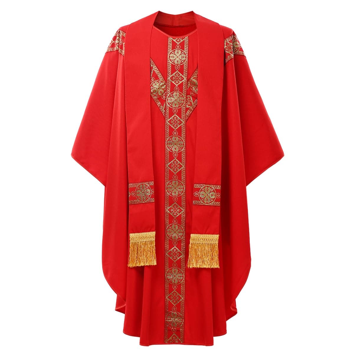 Mens Clergy Robes Chasuble Priest Vestment Catholic Outfit Church Father Pope Mass with Tassel Stole