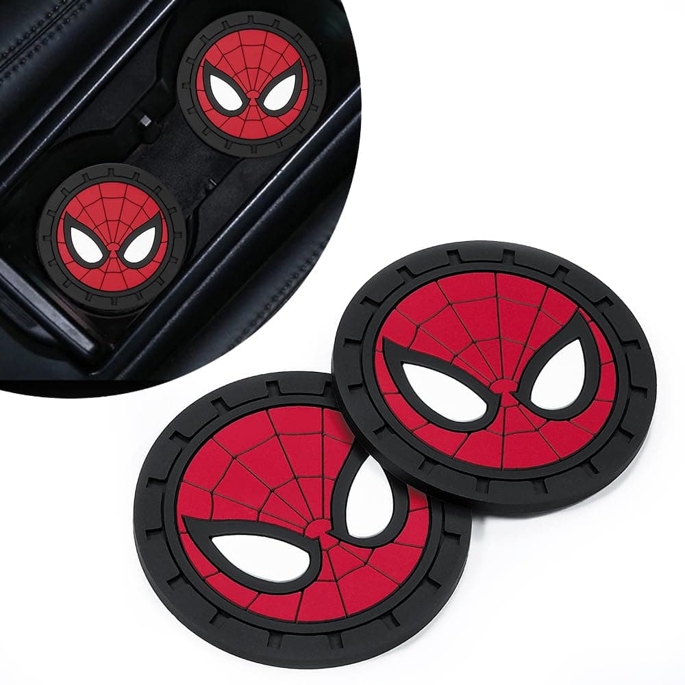 Spider Man Car Cup Holder Coasters for Marvel Fans, The Spider Man Car Coasters for Car Cup Holder Insert,Silicone Non-Slip Car Cup Mat,2.75''
