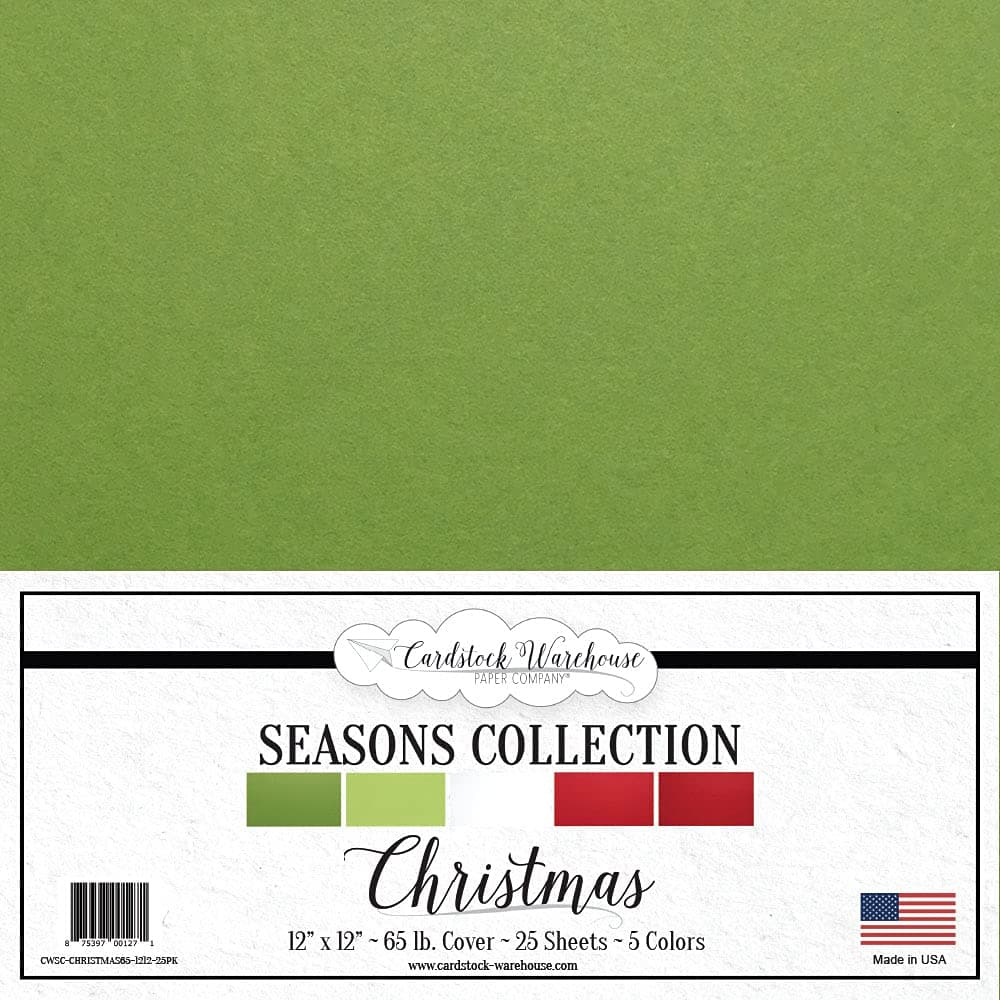 Christmas Seasons Collection - Red, Green and White Multi-Pack Assortment - 12 x 12 inch 65 lb Cover Cardstock - 25 Sheets from Cardstock Warehouse