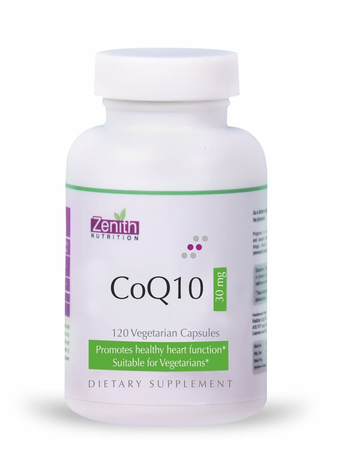 Zenith NutritionCoEnzyme Q10 (CoQ10) 30mg - 120 Capsules for Heart Health and Cellular Energy production