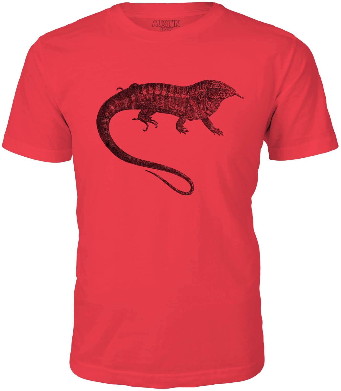 Austin Ink Apparel Tegu Lizard Short Sleeve Cotton Mens T-Shirt (Red, M)