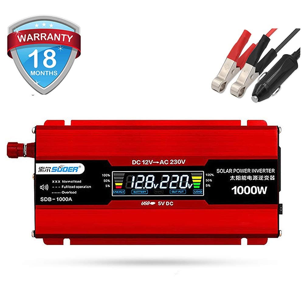 Solar Converter Power Inverter Pure Sine Wave Power Inverter 1000W DC 12V to AC 220V for Home Use Car Converter