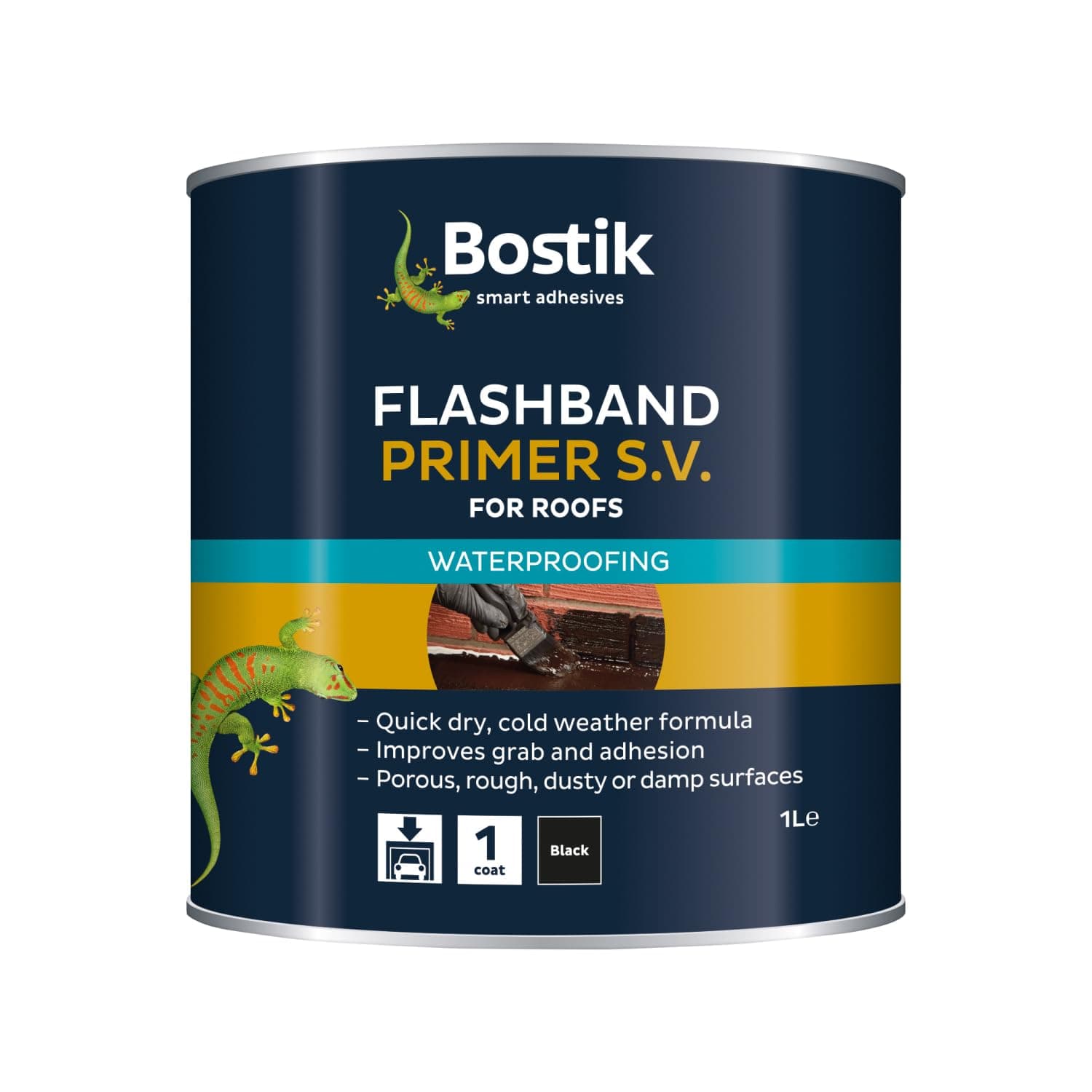 Bostik Flashband Primer S.V. for Roofs, Primer for Flashing Tape Black - 1L - Improves Grab and Adhesion
