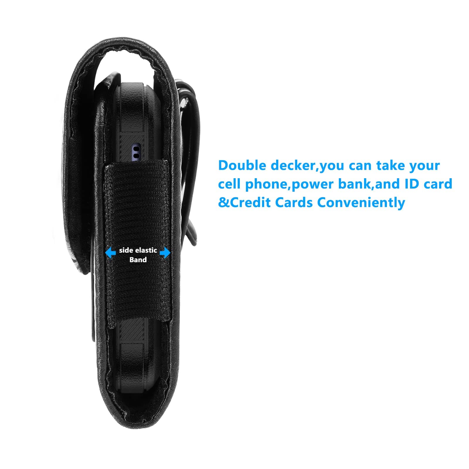 Leather Phone Holster Belt Loop Phone Belt Holder for Men Carrying Pouches Wallet Black for iPhone 17 16 15 14 13 12 14Pro/Pro Max Phone Case Samsung Motorola,Compatible with Case/Cover