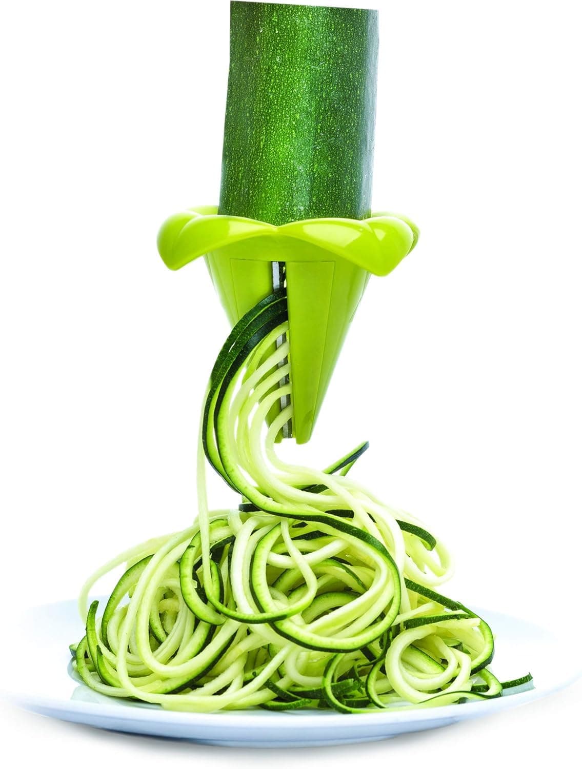 Joie Veggie Spiralizer – Compact Vegetable Spiralizer for Zoodles & Curly Fries, BPA-Free & Stainless Steel Blades, Green