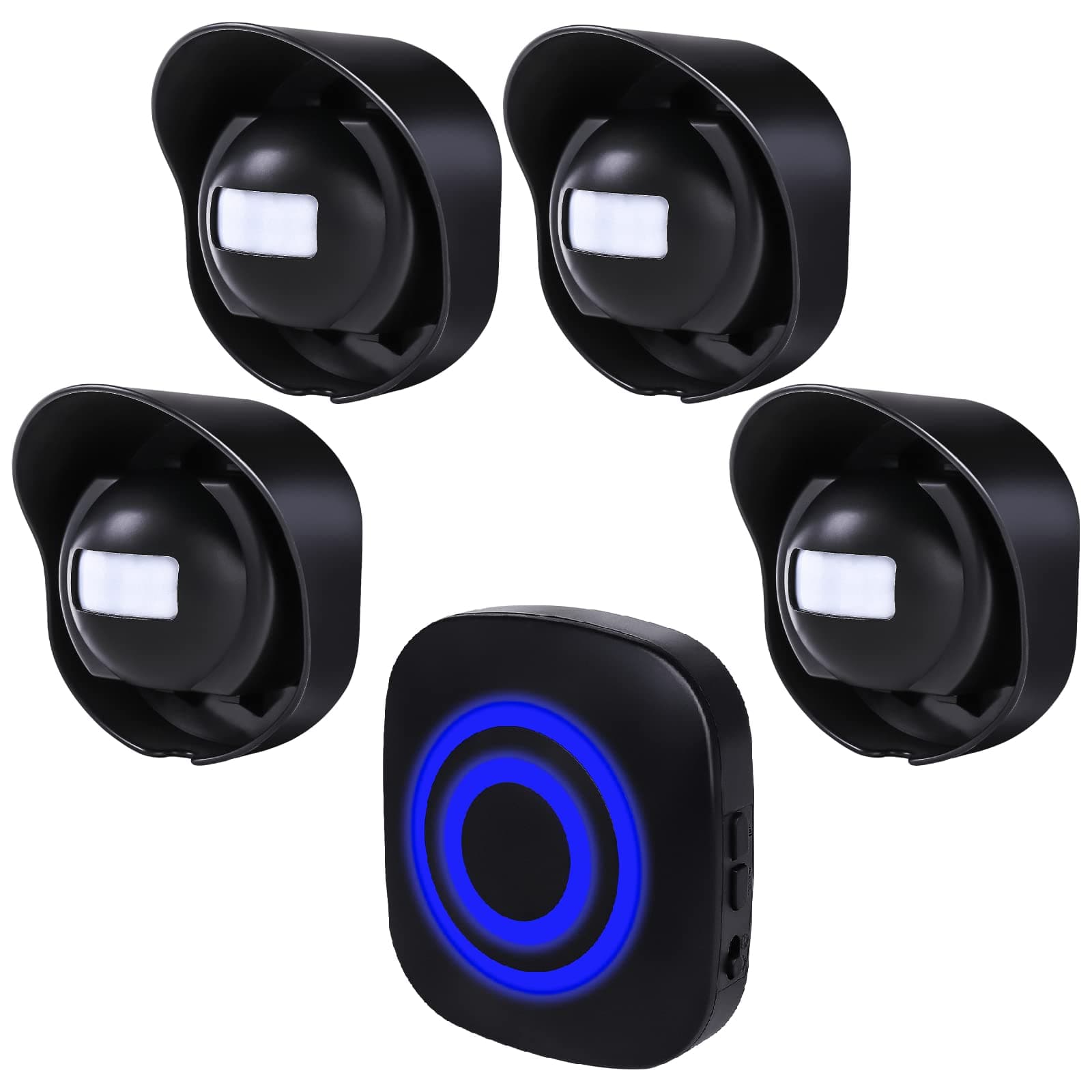 Seanme Driveway Alarm Wireless Outside Weatherproof, Outdoor Motion Sensor Alarm with 38 Chimes, 1 Receiver and 4 IP65 Waterproof PIR Motion Detector, 328ft Long Range