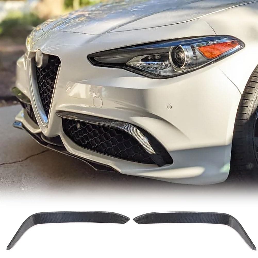 MCARCAR KIT Real Carbon Fiber Fog Light Cover Splitter Canard for Alfa Romeo Giulia Sport 2015-2021 Front Bumper Front Headlight Covers Eyelids Eyebrows (Carbon Fiber)
