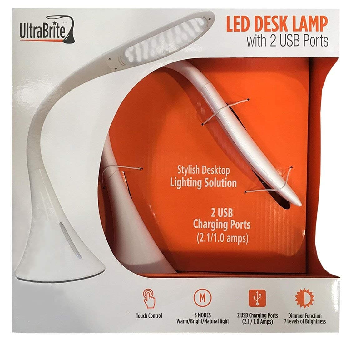 UltraBrite LED Desk Lamp with 2 USB Ports