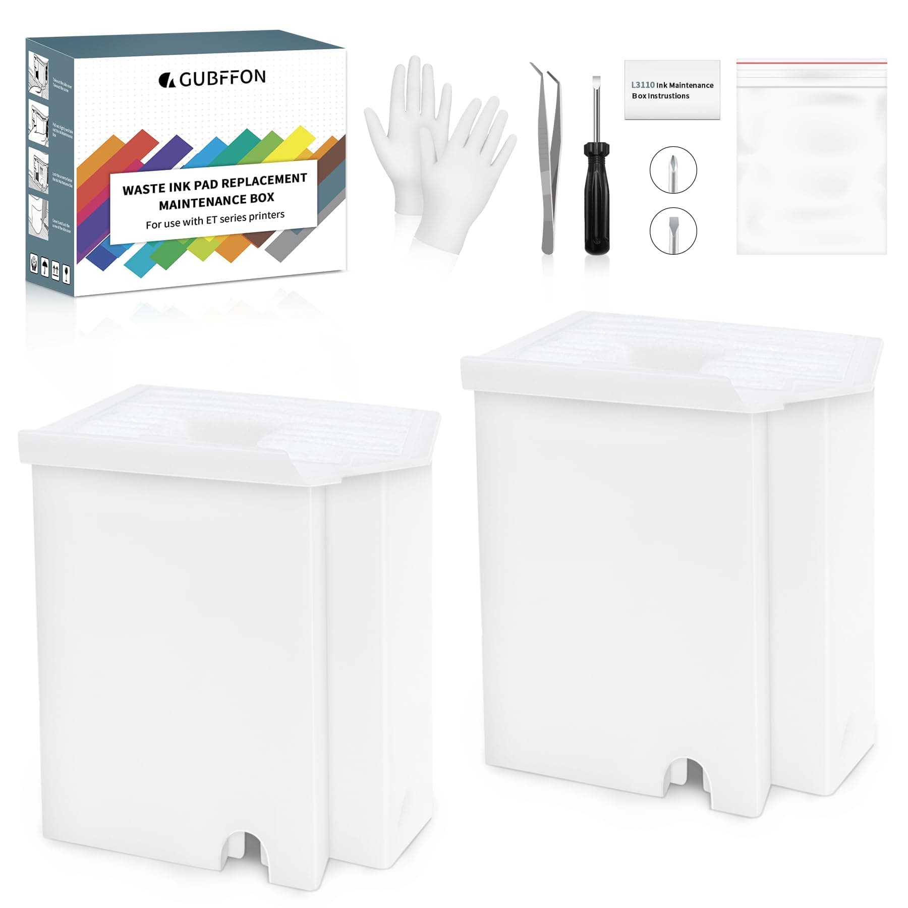 Maintenance Box Waste Ink Tank Pad Replacement for Epson Ecotank ET-2800 ET-2803 ET-2720 ET-4700 ET-2711 L3110 L3210 L3150 L3250 etc. Printers, with Extra Sponge Absorbent