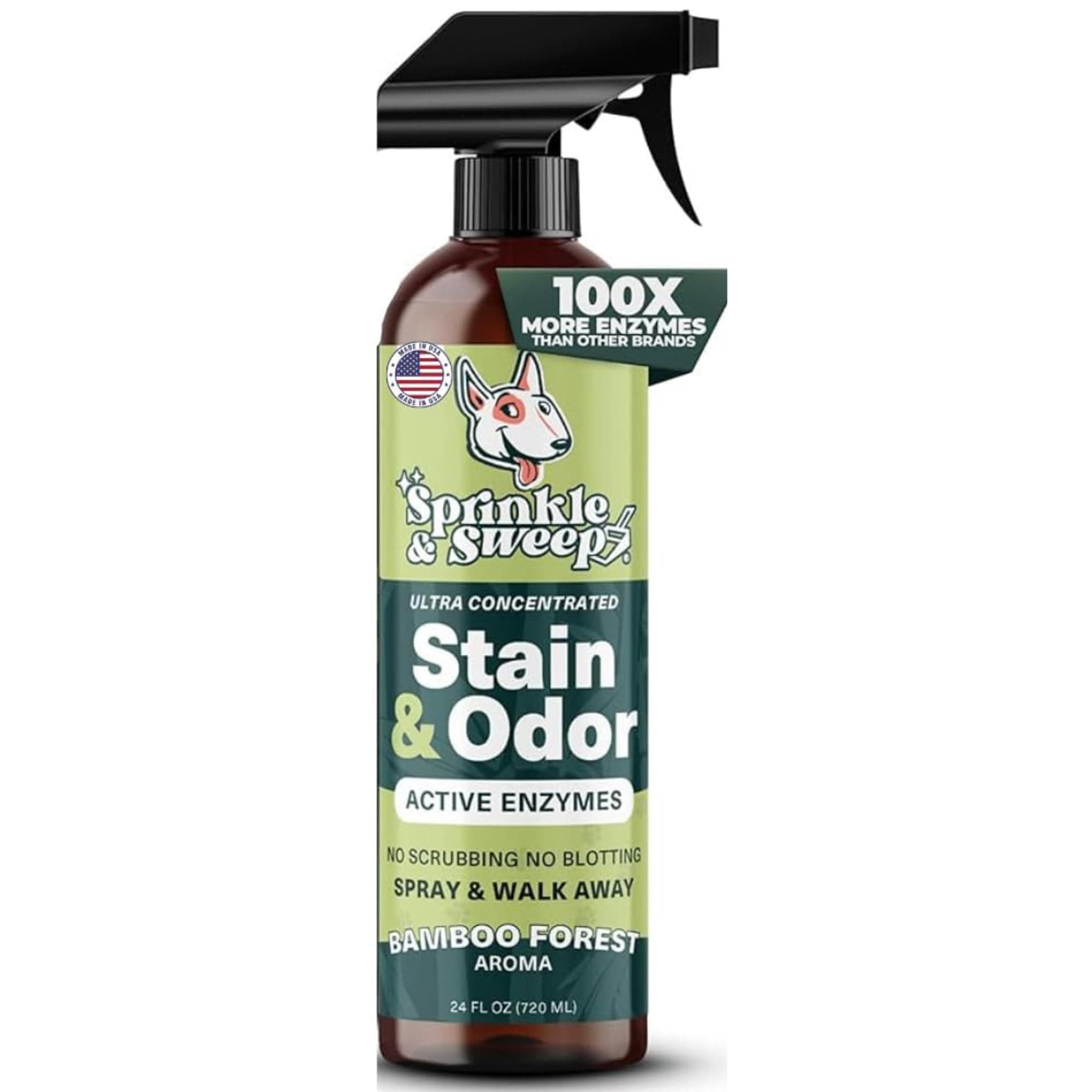 Pet Stain & Odor Enzyme Spray - 24oz - No Scrubbing Concentrated Formula, Dog & Cat Urine & Mess Destroyer, Carpet Spot Cleaning