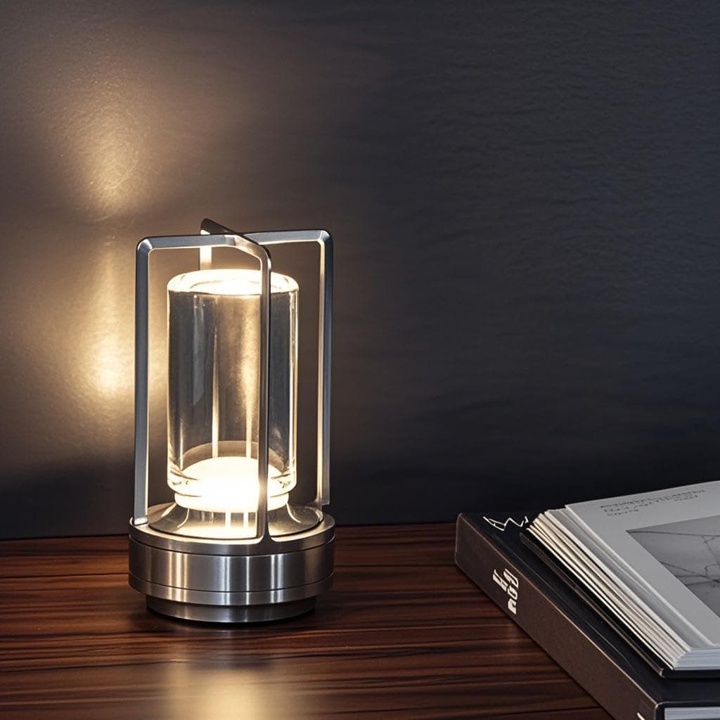 Cordless Rechargeable Table Lamps, Portable Lumisom Crystal Small Lantern Lamp with Touch Control & 3 Color Dimmable, 4000mAh Battery-Powered Klarako Crystal Desk Lanter for Outdoor Indoor (Silver)