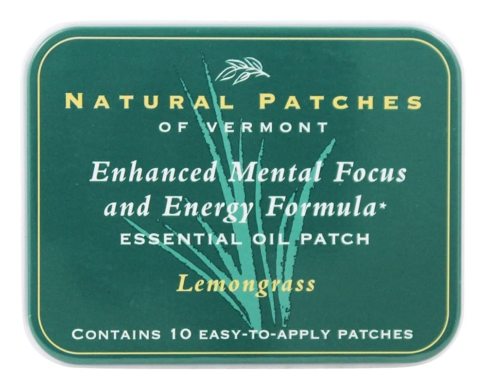Natural Patches Of Vermont Lemongrass Mental Focus & Energy Essential Oil Body Patches, 10-Count Tin