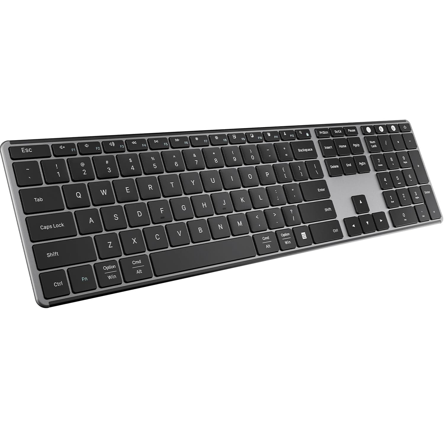 AUSDOM Wireless Bluetooth Keyboard Full Size, Quiet Slim Multi-Device Rechargeable Cordless QWERTY Keyboard with Number Pad, Low Profile Silent Flat Universal Keyboard for Computer/Mac/Windows