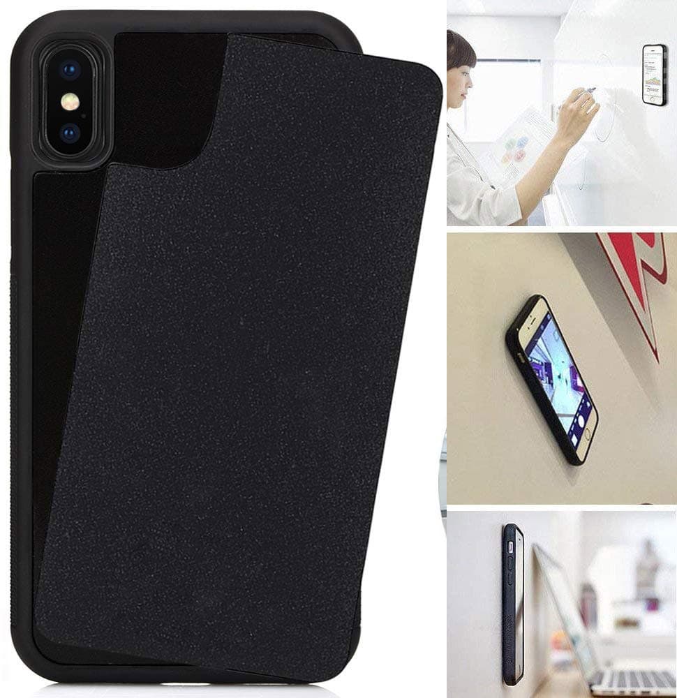 Anti Gravity Phone Case for iPhone Xs MAX with Dust Proof Film, Magic Nano Hands Free Stick to Wall Anti-Gravity Case Black Anti Gravity Case for iPhone Xs Max