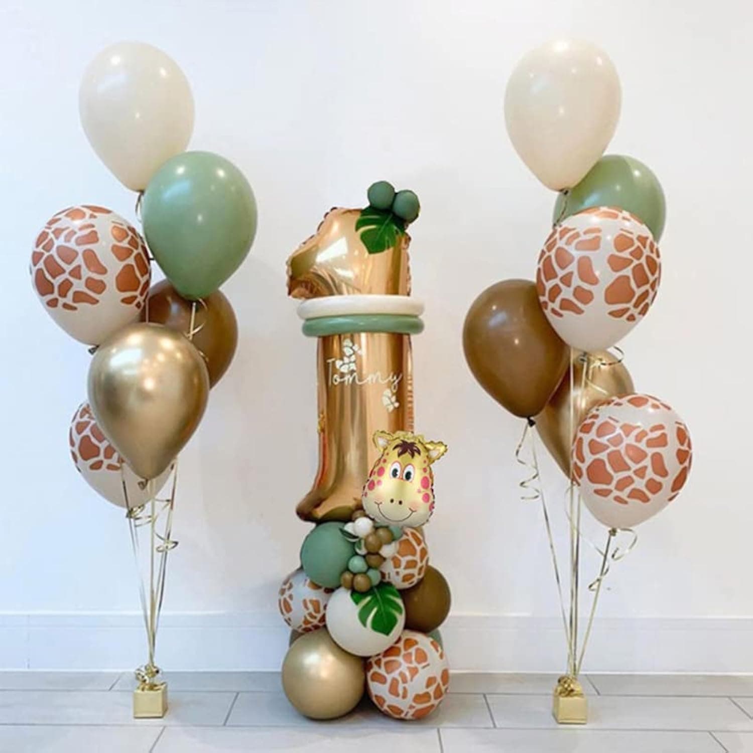 1st Birthday Decoration,Jungle Theme Party Decoration,32 inch1st Foil Balloons,Sage Green Brown Balloons for Baby Wild One Party