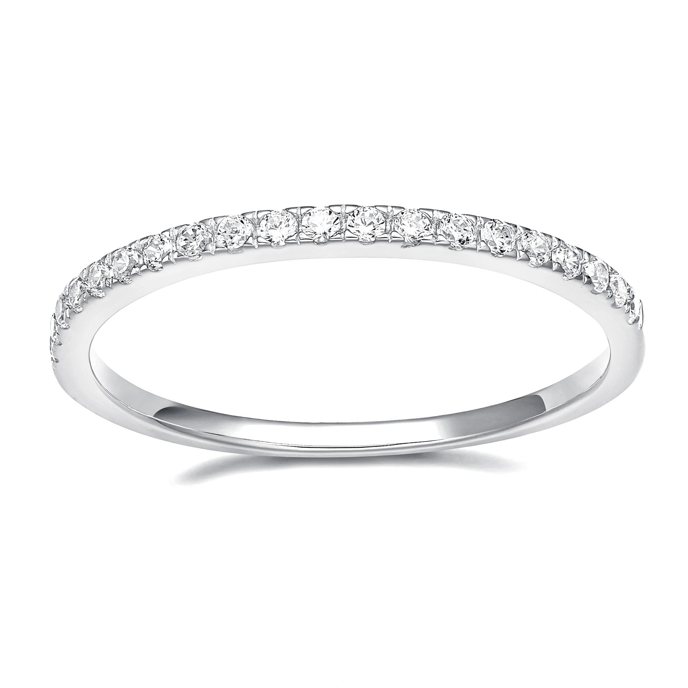 2mm Wedding Band Cubic Zirconia Half Eternity Stackable Brass Engagement Ring Size 3-13