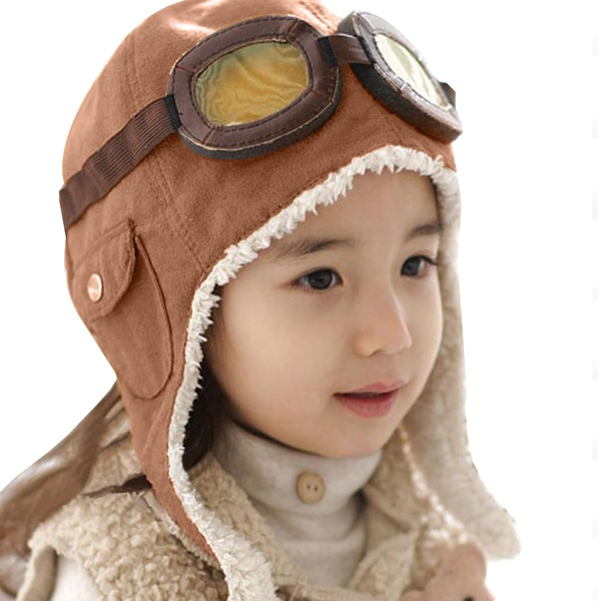 Unisex Baby Kids' Pilot Aviator Fleece Warm Hat Cap with Earmuffs