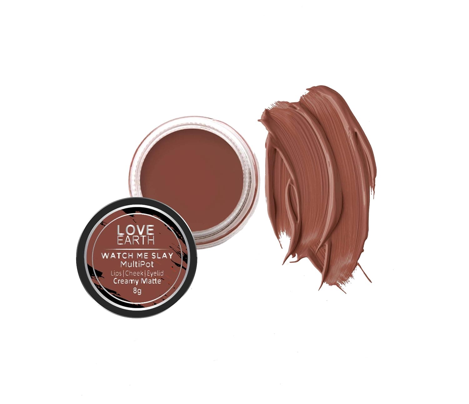 Lip Tint & Cheek Tint Multipot-Watch Me Slay With Richness Of Essential Oils And Vitamin E For Lips, Eyelids & Cheeks, Matte Finish - Caramel Brown