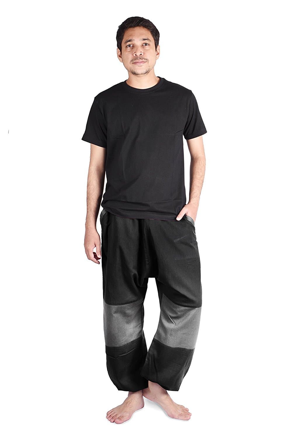 Bombay Trooper Black Cotton ElasticFull Length Harem Pants For Men